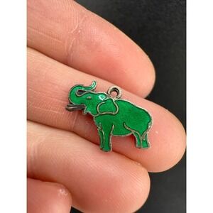Vintage Sterling Silver Elephant Charm Denmark VB Green